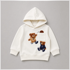 victor and jane boys off-white cotton-blend hoodie featuring cute teddy bear basketball player graphic print