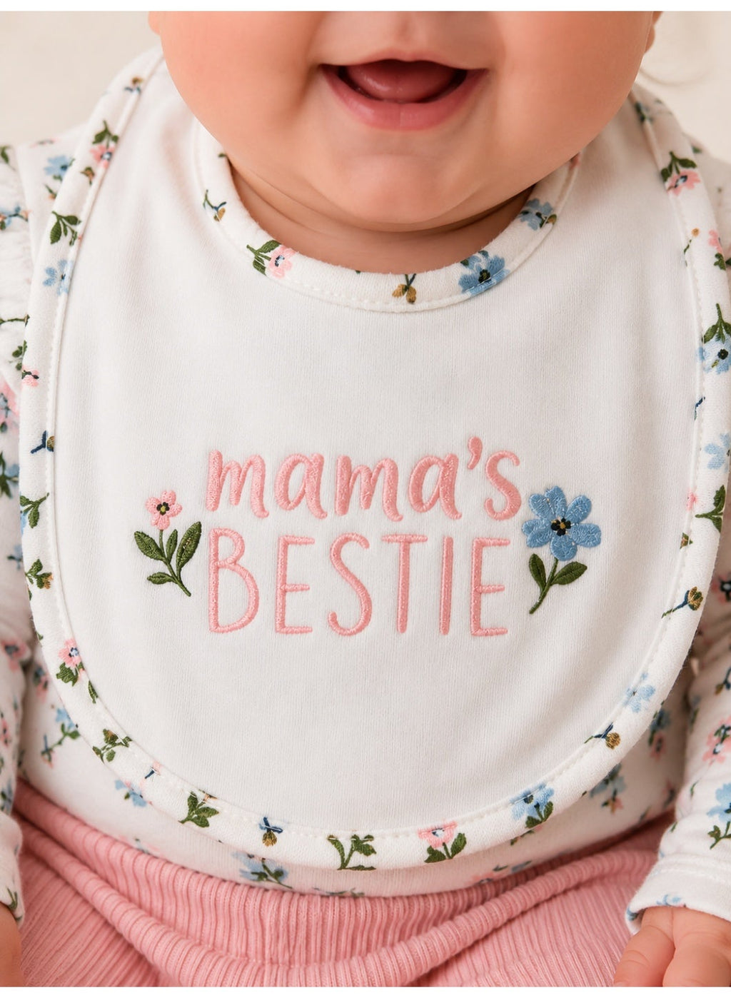 Baby Girls Floral Bodysuit, Pants and Bib Set with Headband (4-Piece)