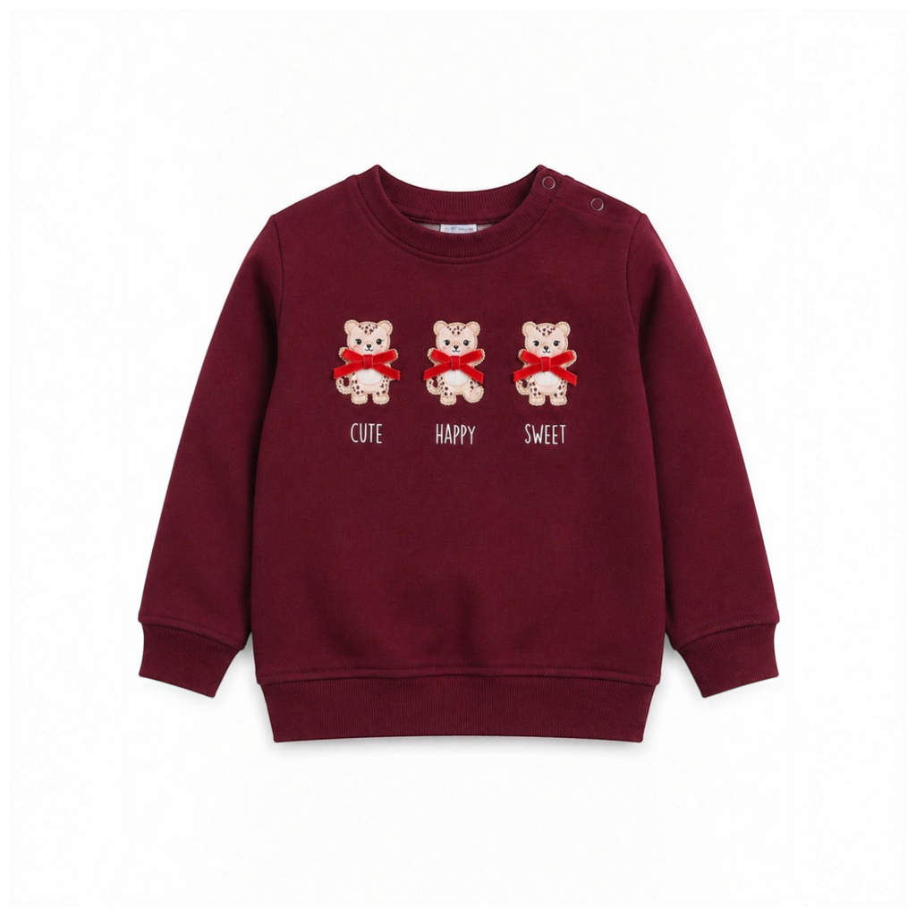 Girls 3-Piece Set – Sweatshirt, Printed Pants & Headband