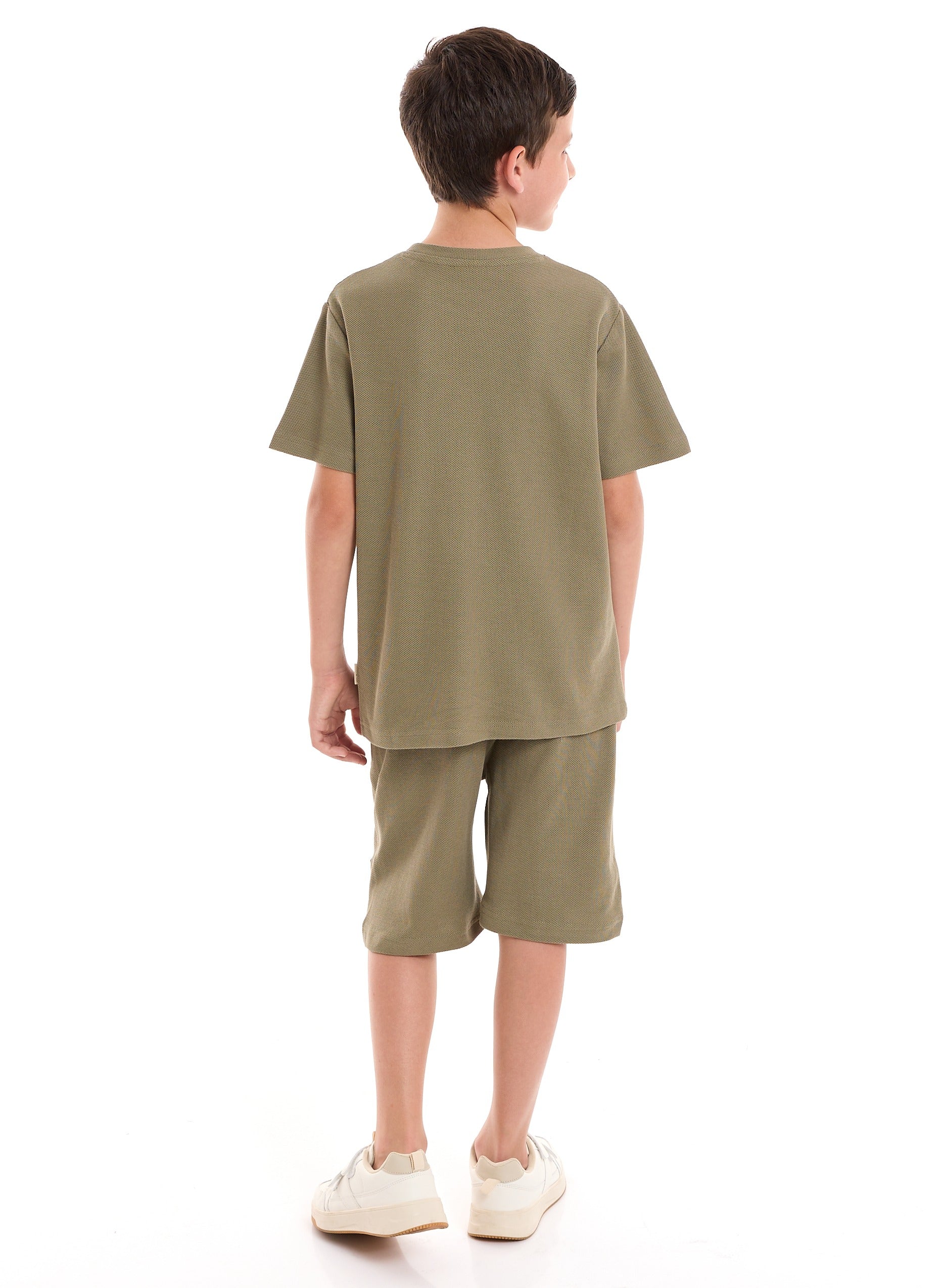 Victor and Jane Upside Down Patched T-Shirt & Shorts Co-ord Set - Black