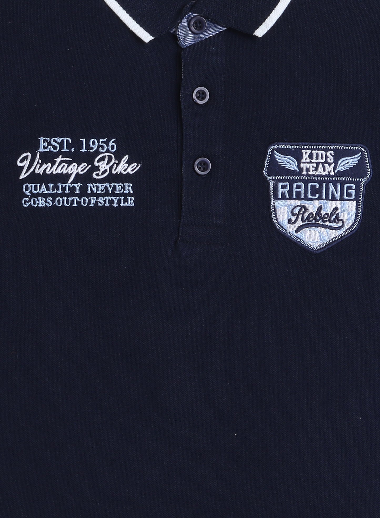 Victor & Jane Boys' Polo T-Shirt – Blue color with Embroidered Label Detail