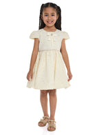 Lemon/Gold Bow Jacquard Dress