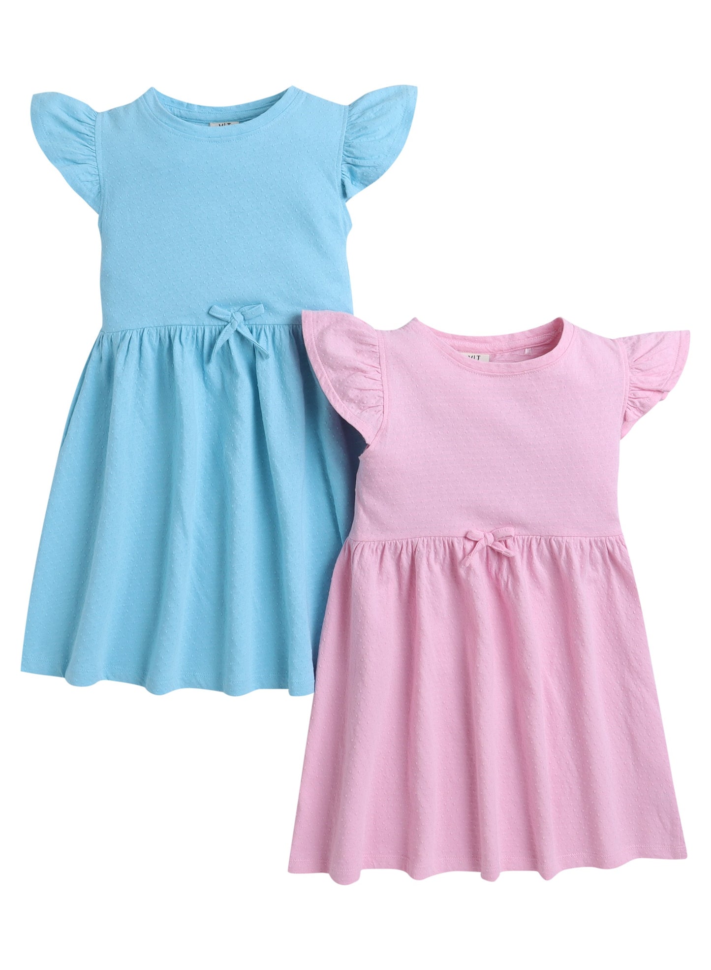 Girls' Ruffle Cotton Dress, Solid Color