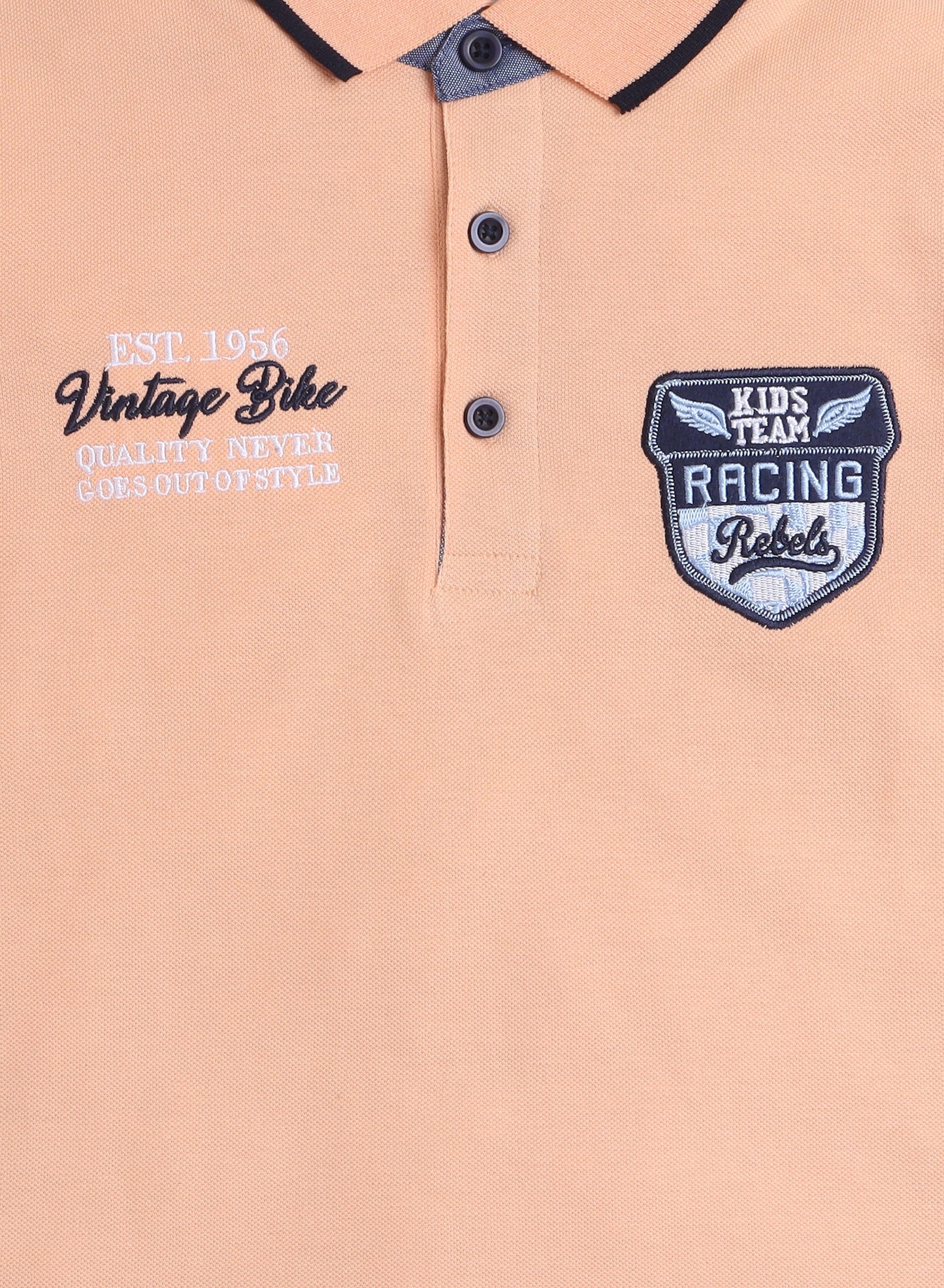 Victor & Jane Boys' Polo T-Shirt – Orange colour with Embroidered Label Detail