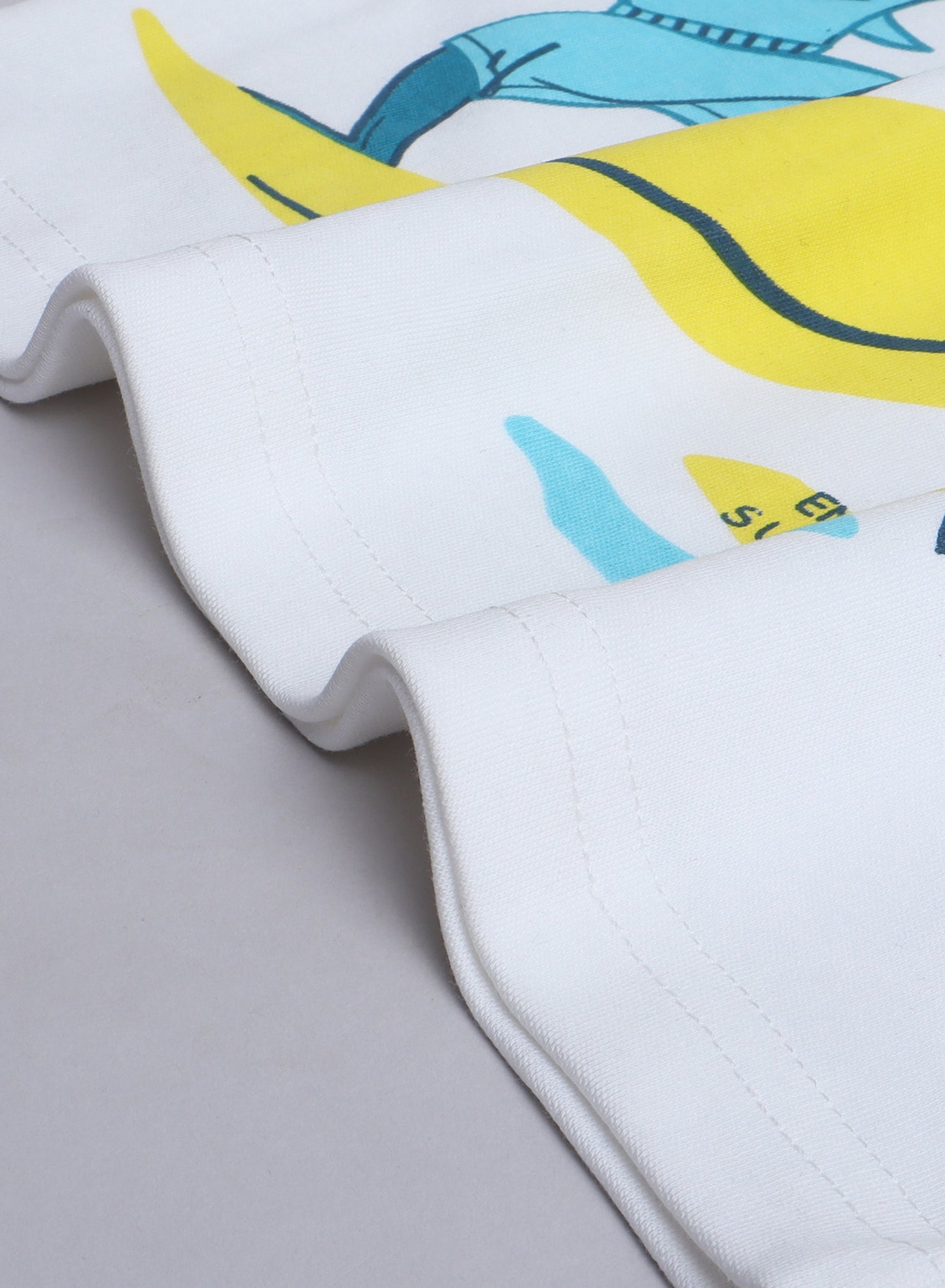 Victor and Jane Boys' Shark Surfing Off White and Blue T-Shirt and Shorts Set