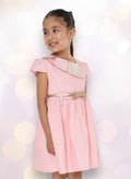Ivory/Gold Lapel Jacquard Dress