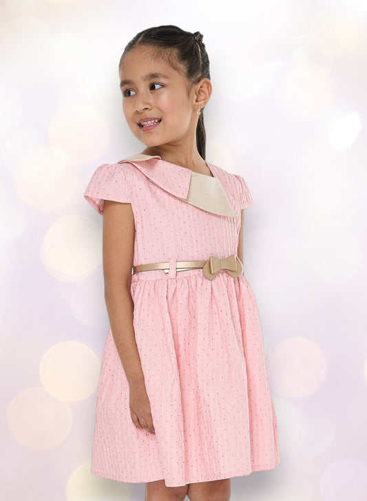 Ivory/Gold Lapel Jacquard Dress