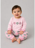 Baby Girls Floral sweatshirt & Jogger Set with 3-Piece Hair Clips