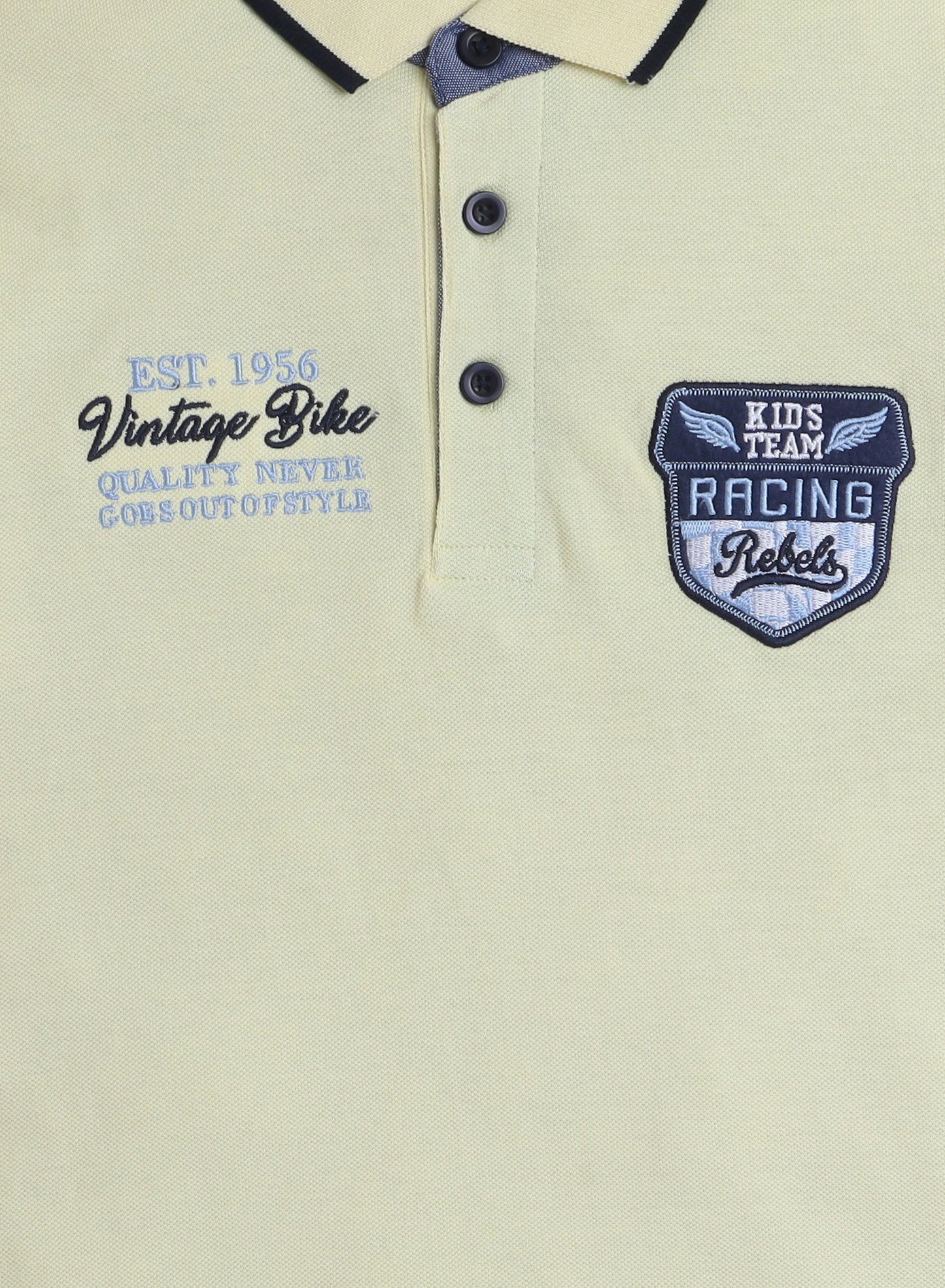 Victor & Jane Boys' Polo T-Shirt – Yellow colour with Embroidered label detail