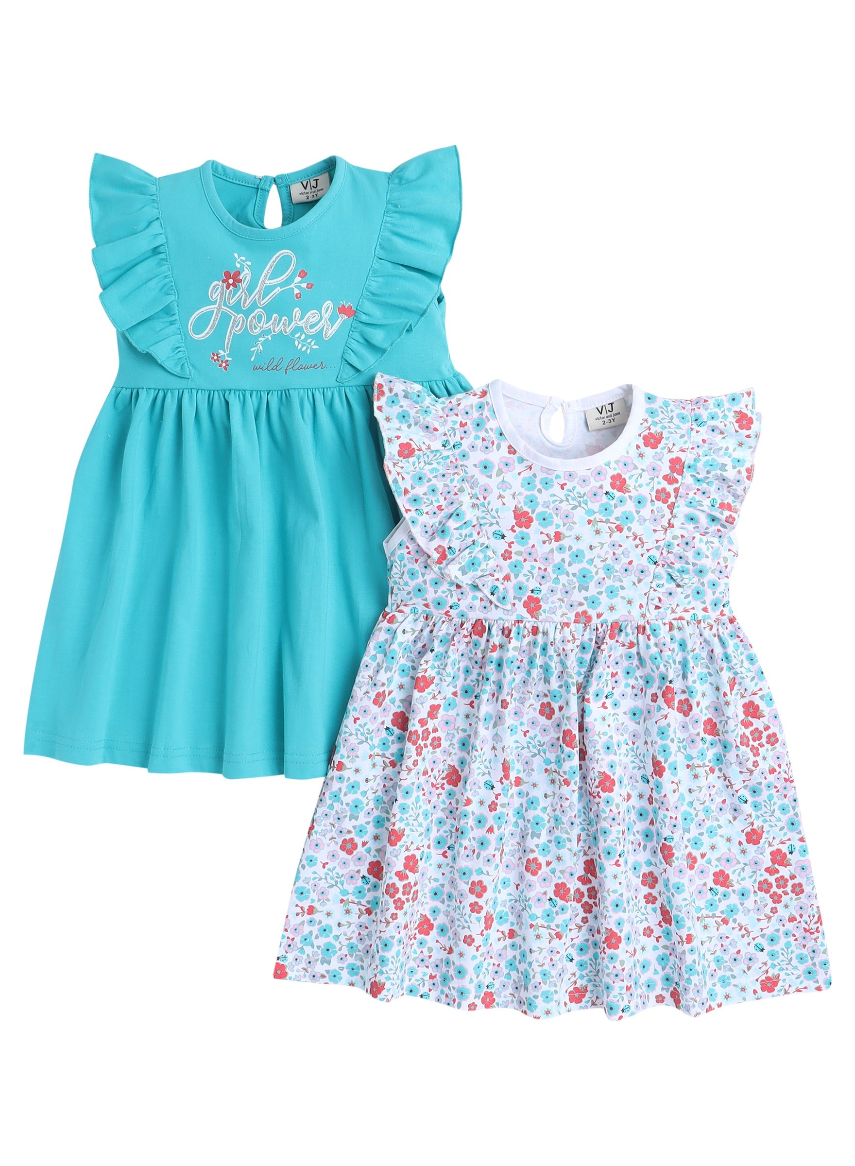 Victor And Jane - All-Over Printed Ruffle Dress (Pack Of 2)