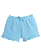Victor And Jane Girls' Jacquard Shorts With Elasticated Waistband And Ruffle Trim- Pink And Blue-Pack Of 2