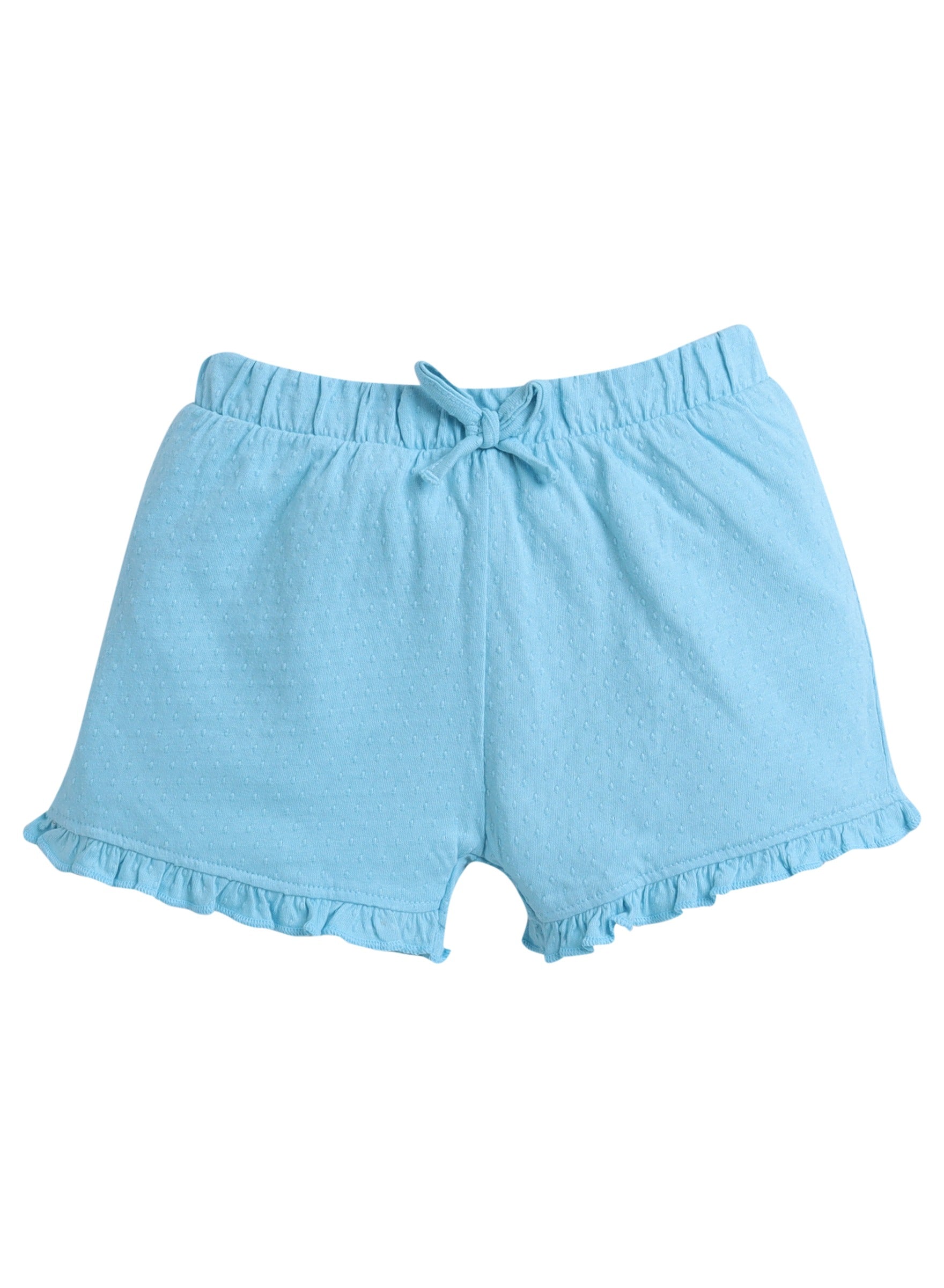 Victor And Jane Girls' Jacquard Shorts With Elasticated Waistband And Ruffle Trim- Pink And Blue-Pack Of 2