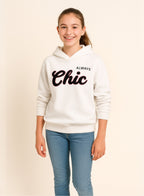 Œalways Chic” Hoodie For Girls “ Off-White | 100% Cotton Fleece |