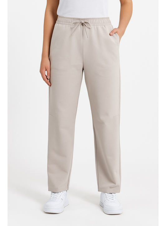 Ladies Beige Wide-Leg Joggers – Cotton interlock