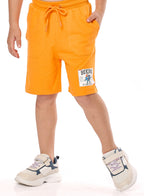 Victor And Jane Cotton Round Neck T-Shirt & Shorts Set With Label Deatail - Blue And Orange