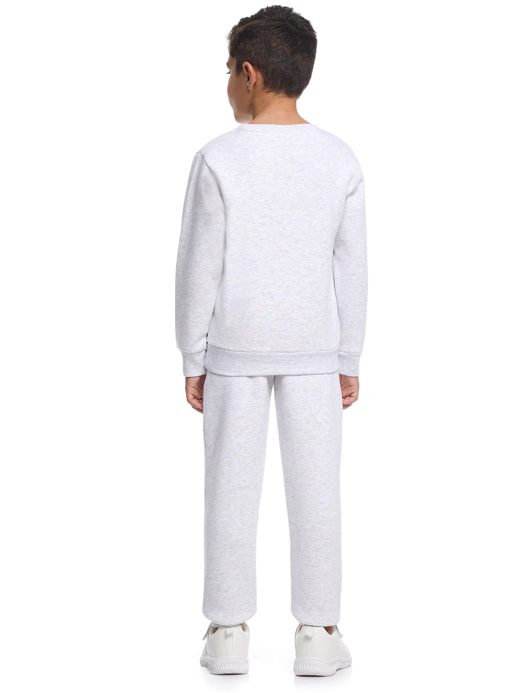 Victor And Jane Cotton California 23 Graphic Full Sleeves Sweatshirt & Joggers Co-Ord Set - Grey Melange