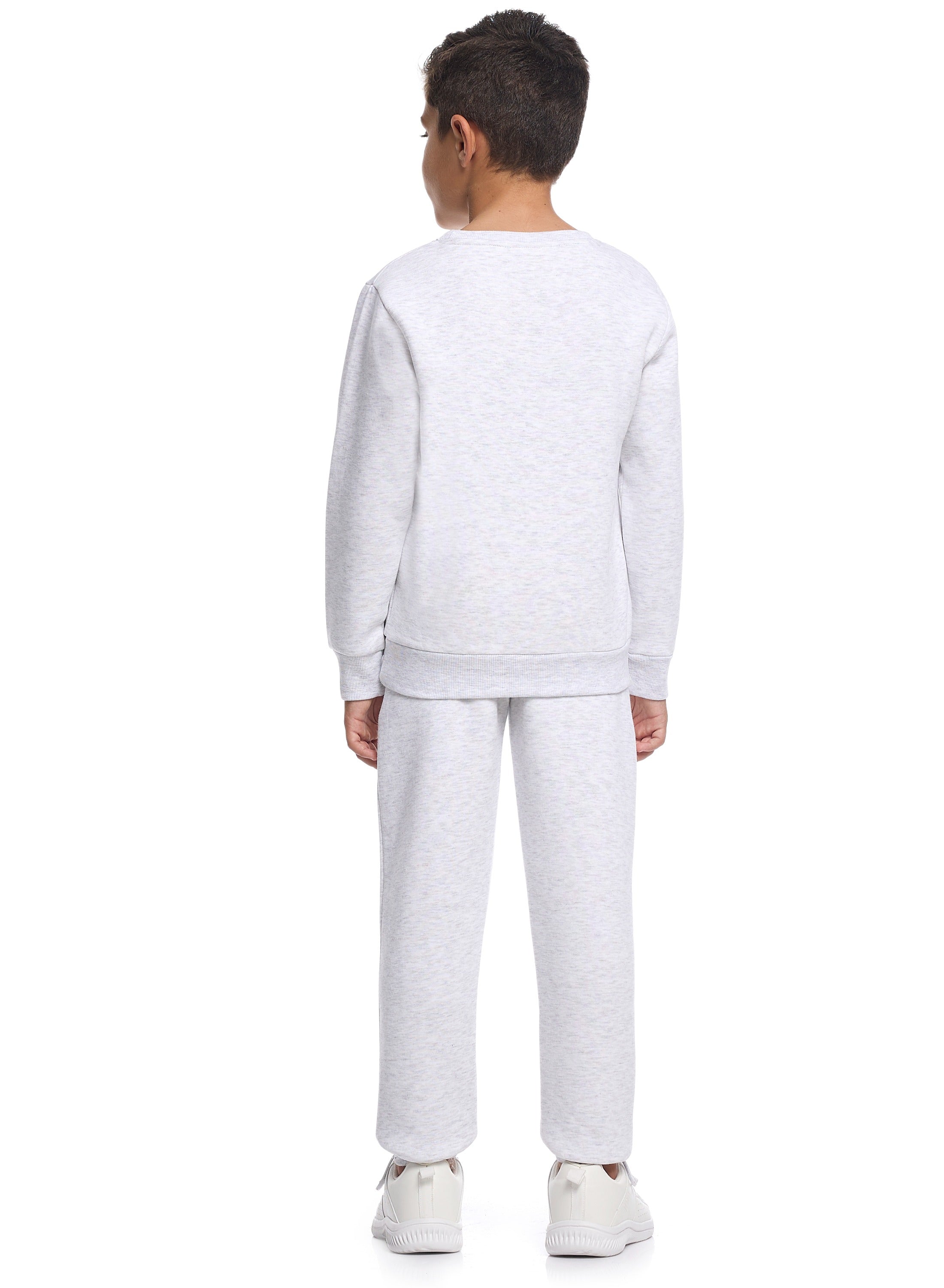 Victor And Jane Cotton California 23 Graphic Full Sleeves Sweatshirt & Joggers Co-Ord Set - Grey Melange