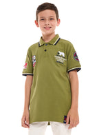 Victor and Jane Cotton Patch Detail Short Sleeve T-Shirt & Shorts/Co-ord Set - Olive Green