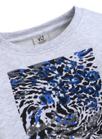 Girls’ Animal Print Patch Sweatshirt - Grey - Relaxed Fit