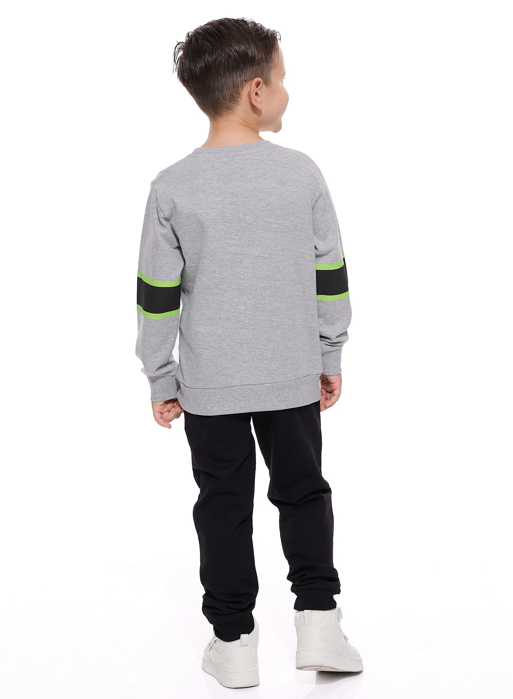 Boys' 2-Piece Sweatshirt Cut & Sew Grey Mil/ Black  And Black Jogger Set