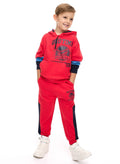 Boys 2-Piece Set  Red/Navy Cut & Sew Hoodie And Jogger Set
