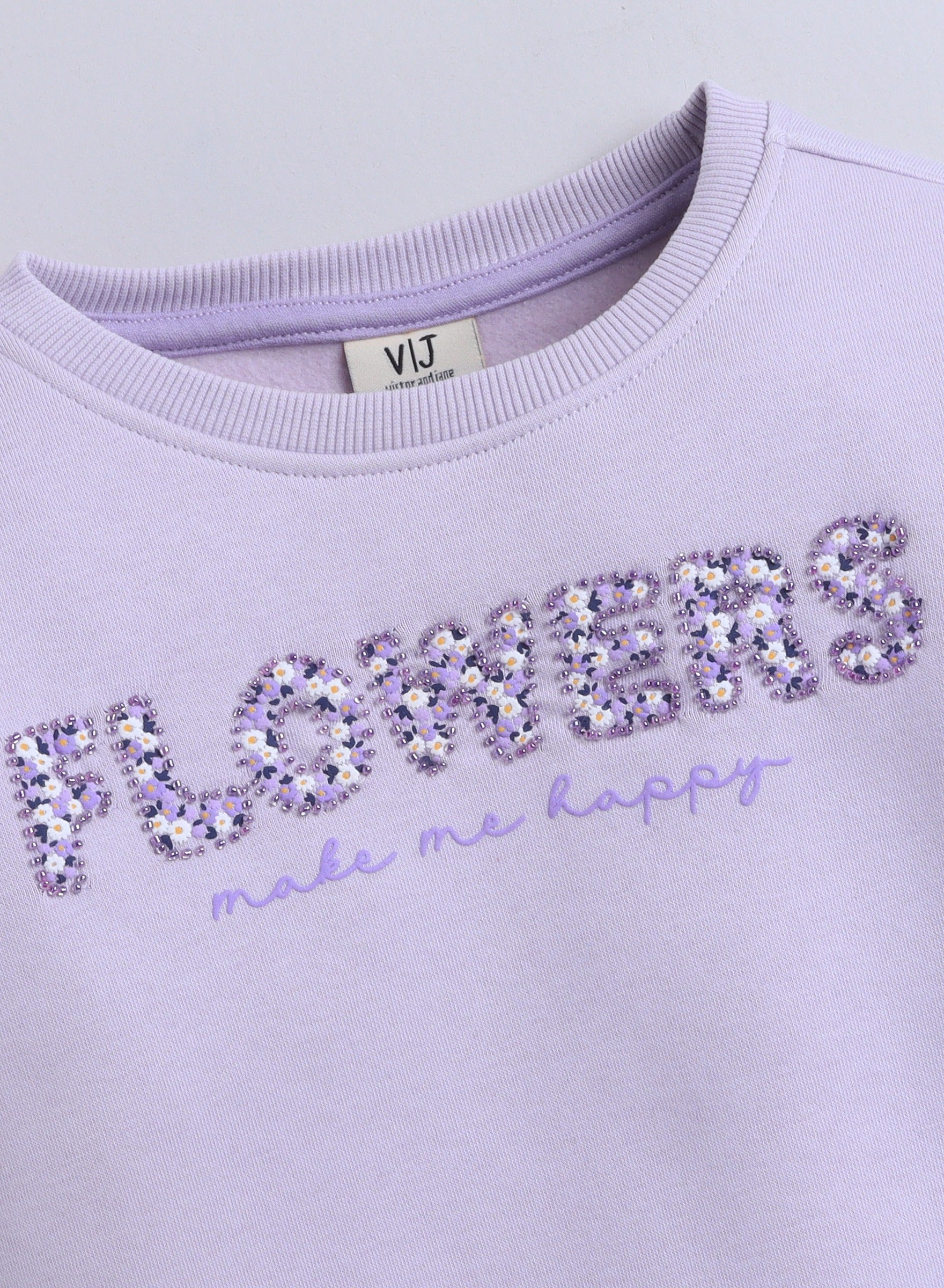 Girls' - Œflowers Make Me Happy” Sweatshirt