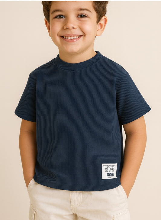 Junior Boys Cotton T-Shirt - Navy Blue