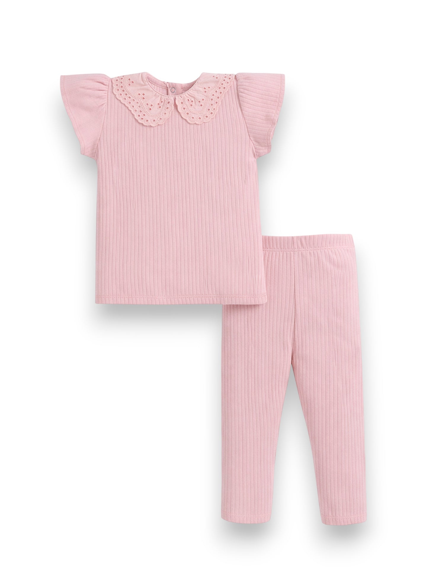 Infant Girls 2-Pack Drop Needle T-Shirts & 2-Pack Drop Needle Leggings Set