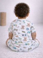 Infant Boys Vehicle Print Cotton Pajama Set “ Soft T-Shirt & Shorts Nightwear