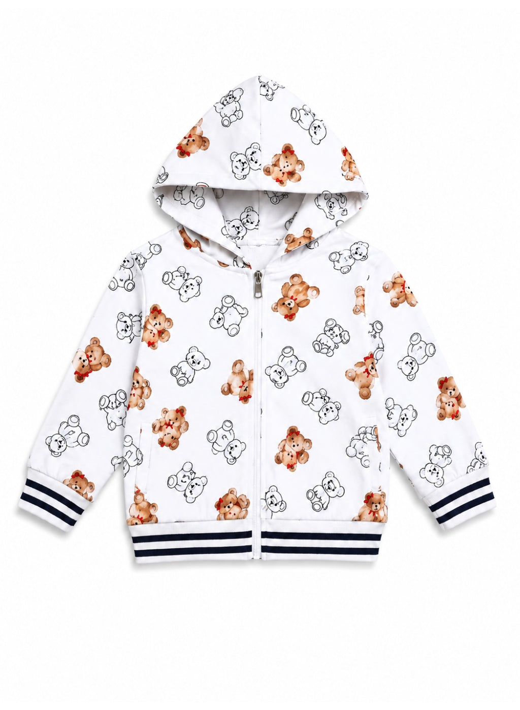 Girls 3-Piece Set – Printed Zip Hoodie, Top & Jogger Pants