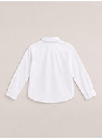 White Junior Girls Long Sleeve Collared Shirt