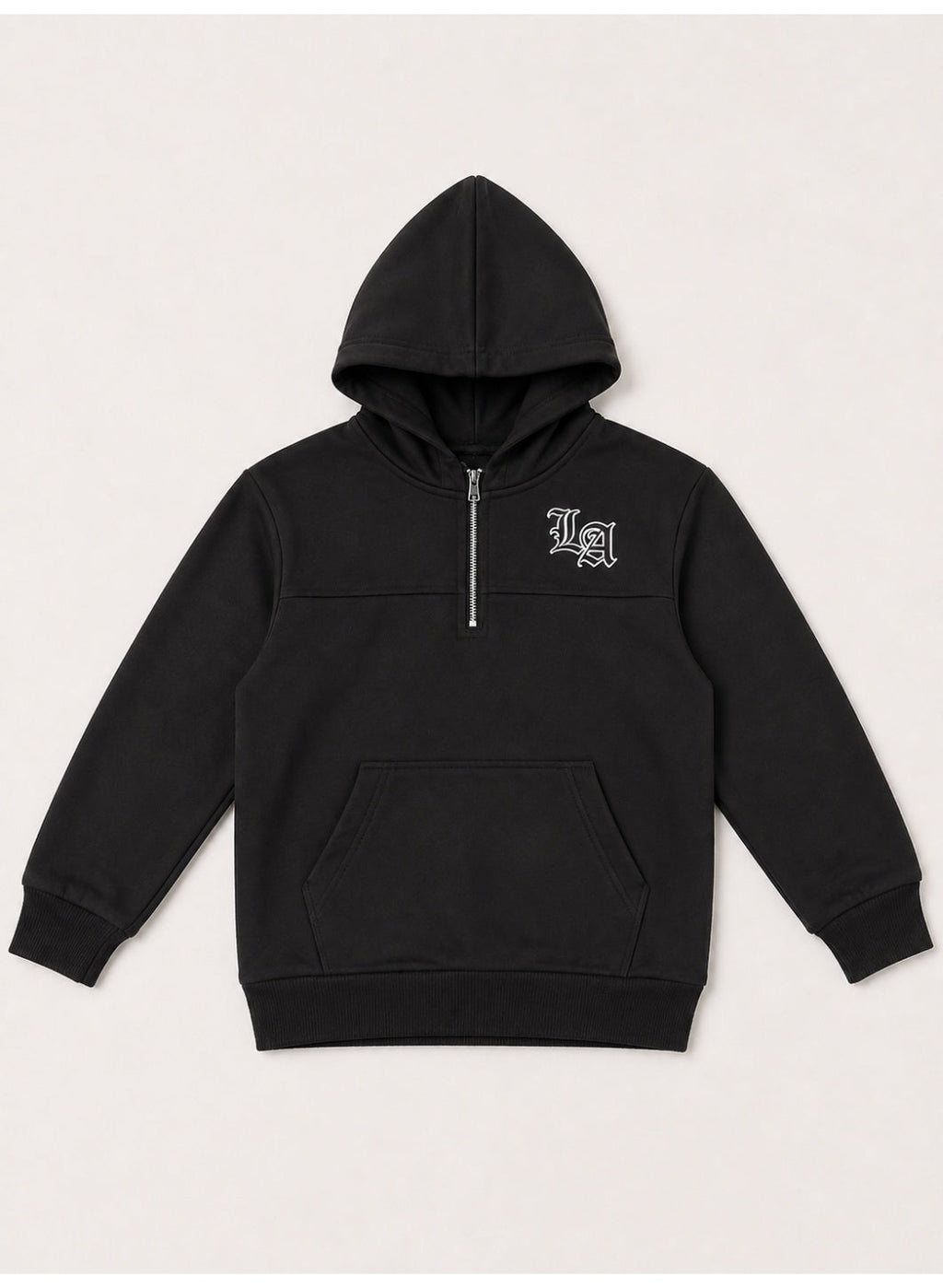 Girls "Los Angeles" Graphic Print Half Zip Long Top Hoodie and Ribbed Pants Set