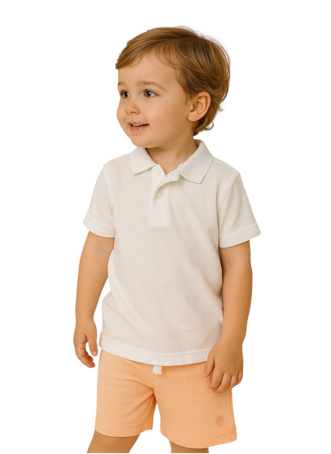 Victor and Jane Junior Boys' Slogan Print Shorts Solid , Lace-Up and Elasticated Waist - Peach and Coral- Pack of 2