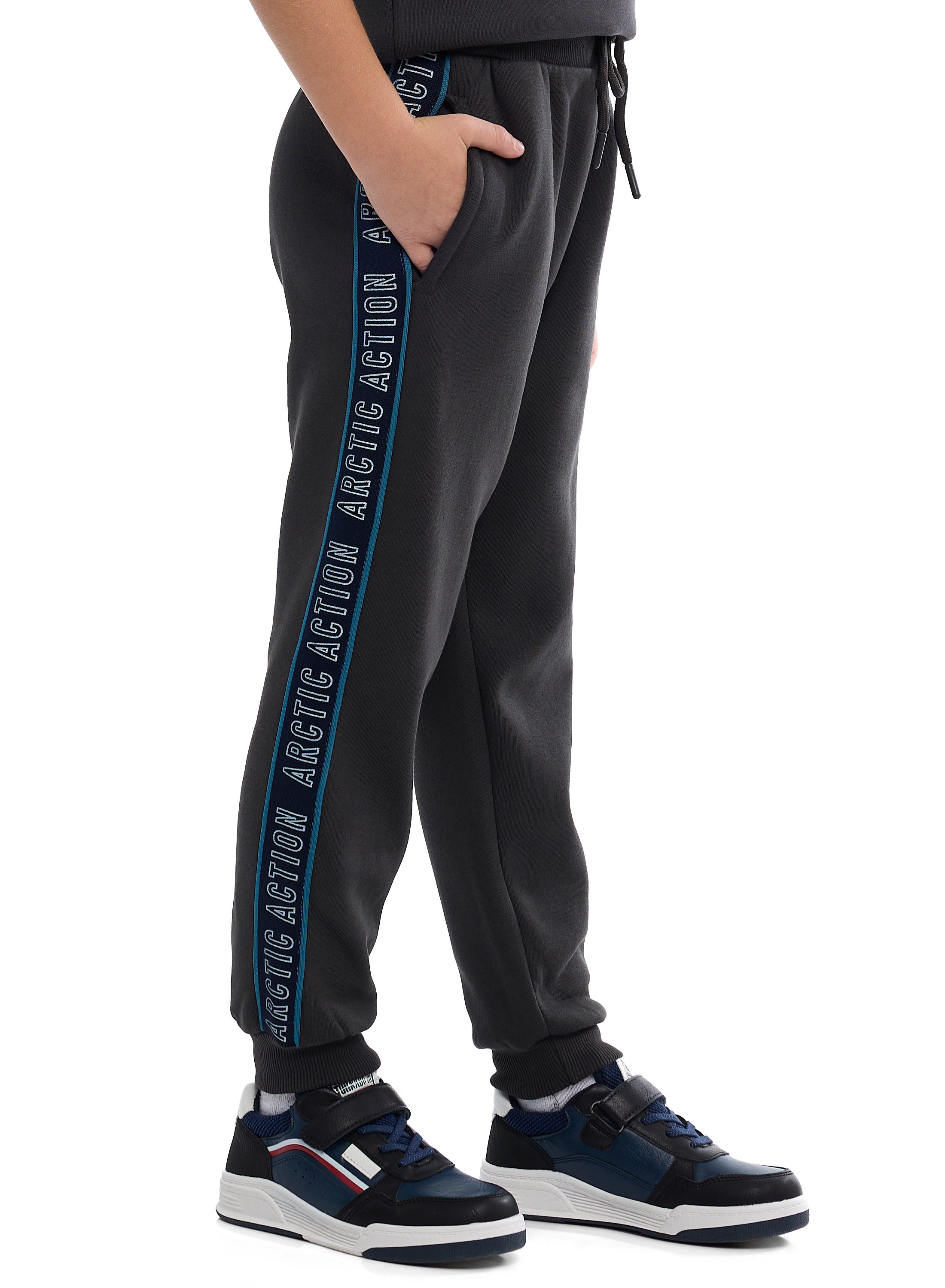 Victor And Jane Cotton World Adventure Graphic Full Sleeves Sweatshirt & Joggers Set - Charcoal Grey