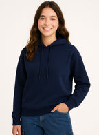"Navy Hoodie With Drawstring “ 100% Cotton Fleece "
