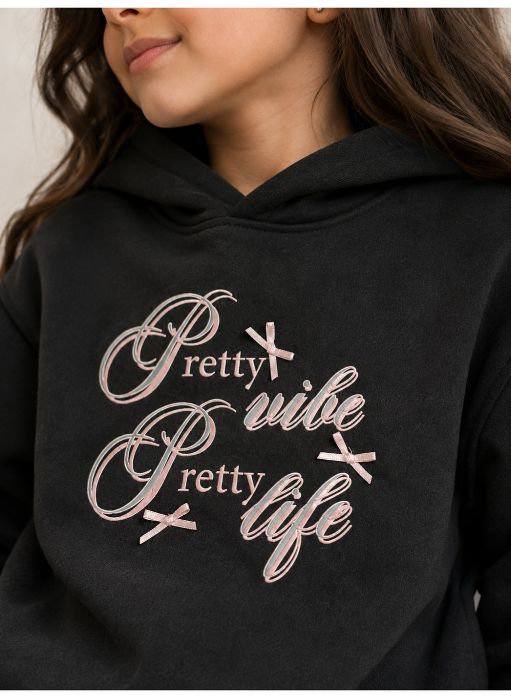 Girls Graphic Text Hoodie Sweatshirt
