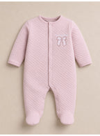 Baby Girls Quilted Footed Onesies 2-Piece Pack with Bow Detail