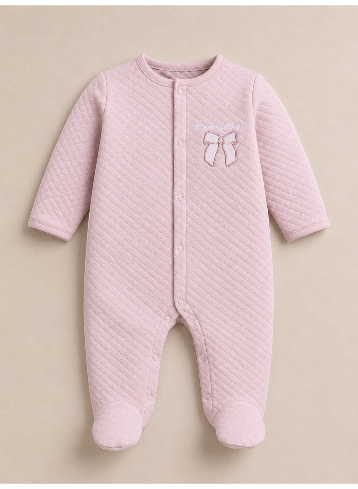 Baby Girls Quilted Footed Onesies 2-Piece Pack with Bow Detail