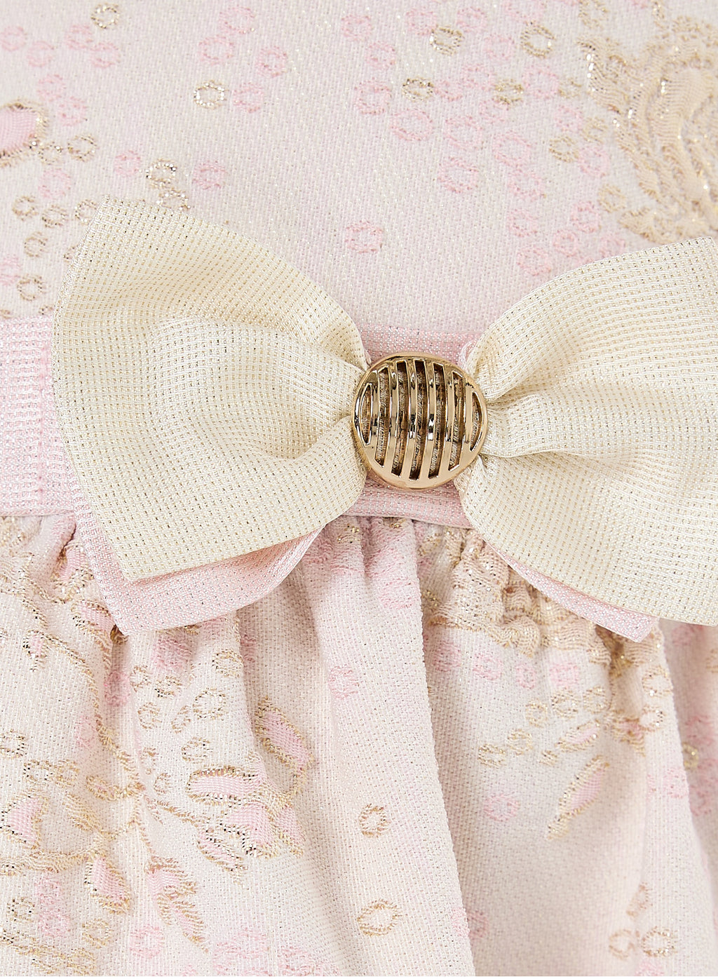 Girls Elegant Lt Pink/Gold Jacquard & Tulle Party Dress