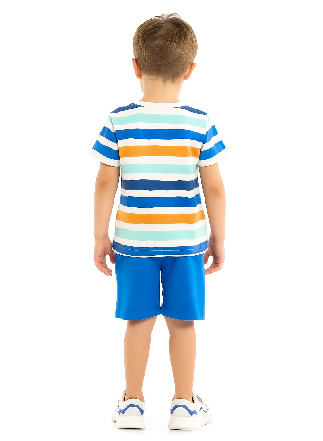Victor and Jane Classic Royal Blue Cotton T-Shirt & Pull-On Shorts Set