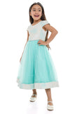 Girls Mint Jacquard & Tulle Dress