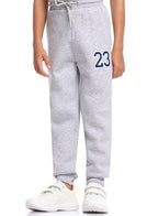 Victor And Jane Cotton Brooklyn Patch & 23 Printed Full Sleeves Hoodie & Joggers Set - Red & Grey