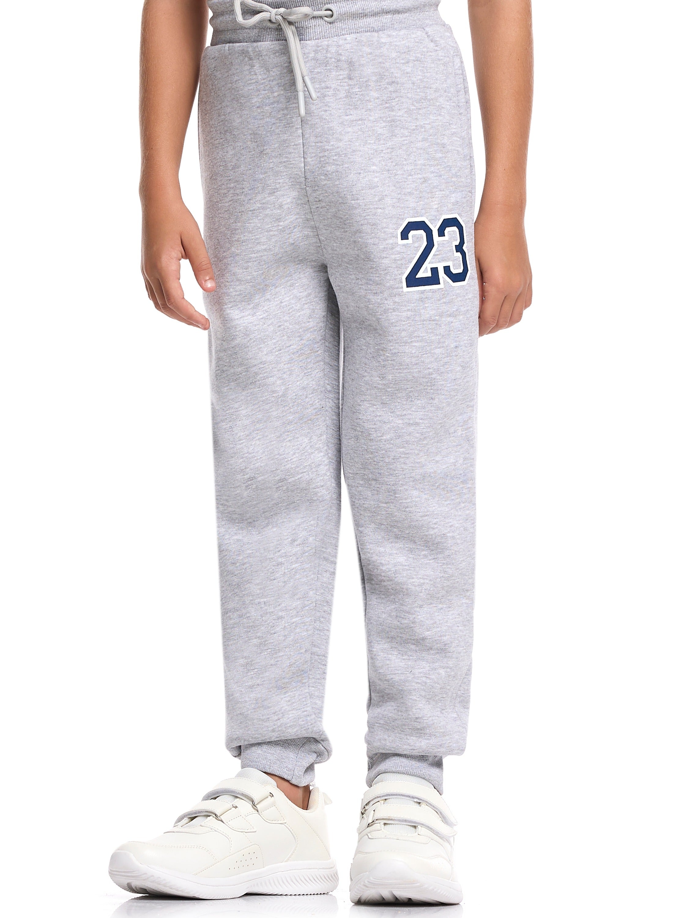 Victor And Jane Cotton Brooklyn Patch & 23 Printed Full Sleeves Hoodie & Joggers Set - Red & Grey