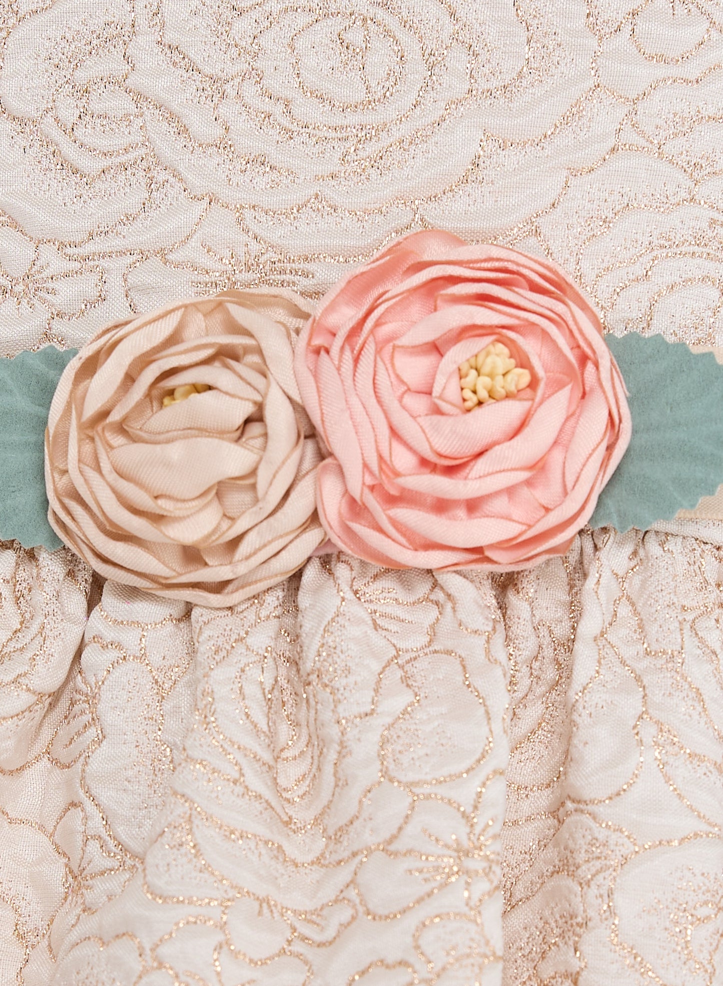 Gold Jacquard Bubble Hem Dress