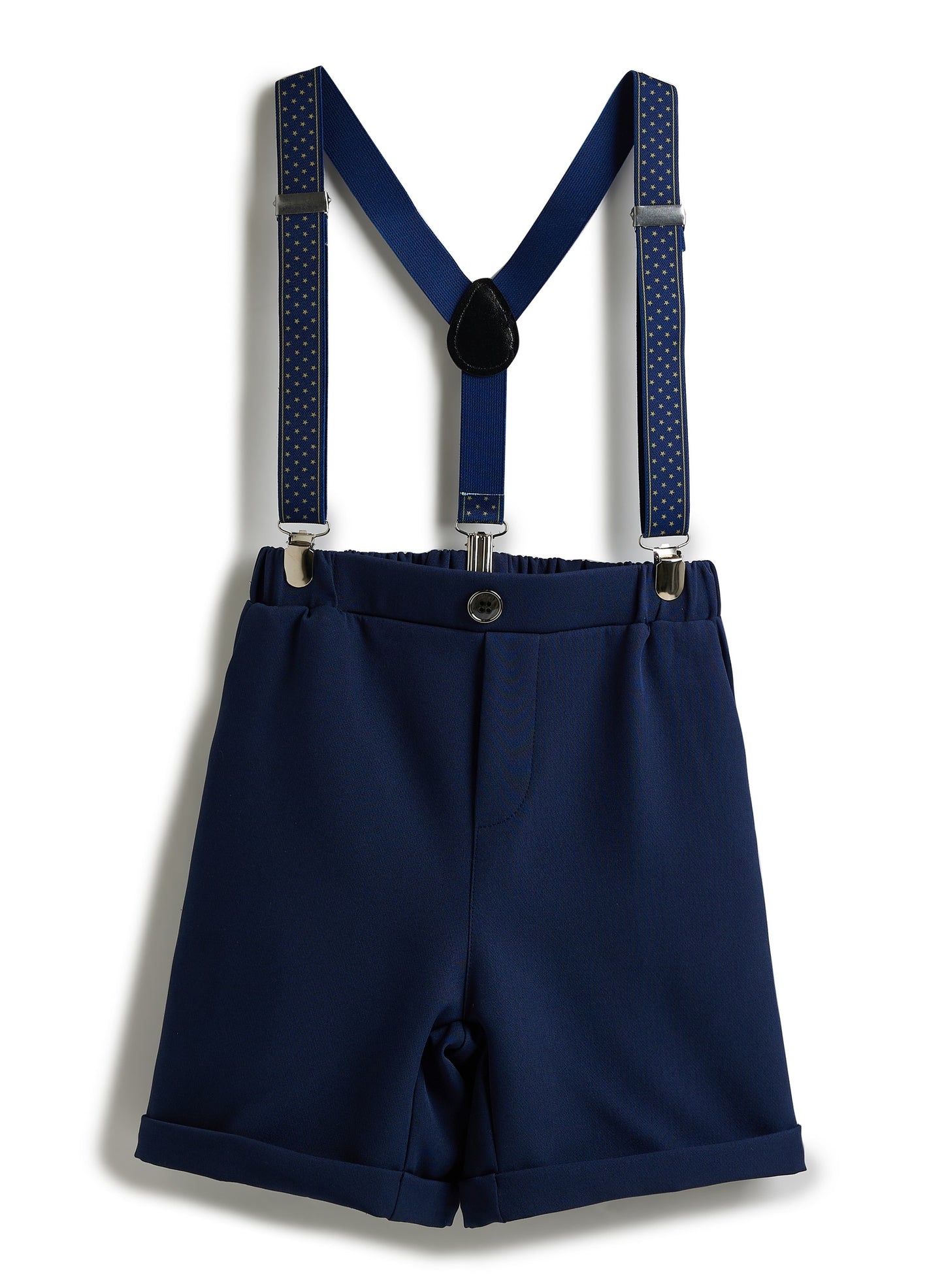 Blue Shorts And Braces Set With Shirt And Bow Tie