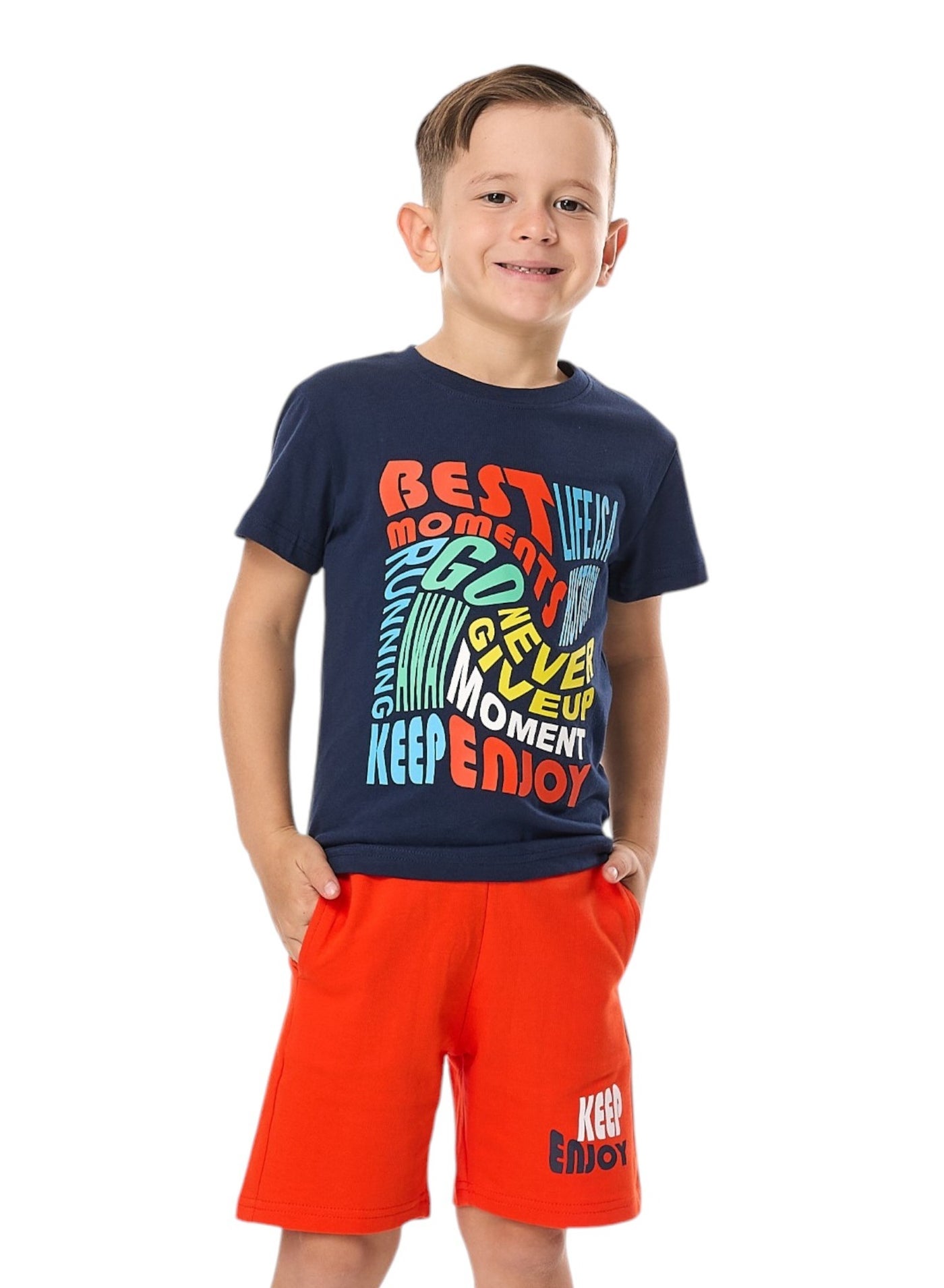 Victor and Jane Boys' 2PC Set – Best Moments - Navy & Orange