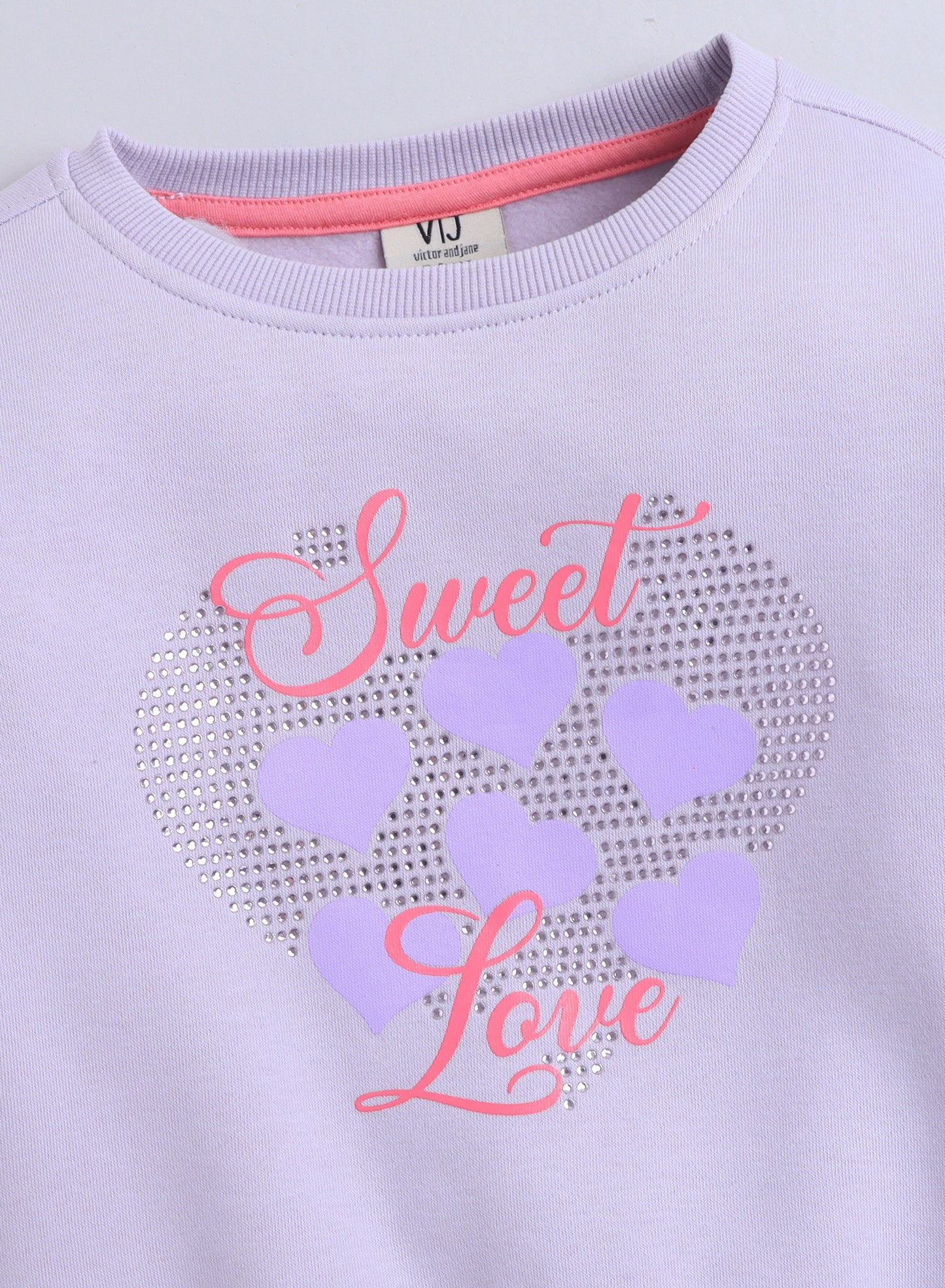 Girls “Sweet Love” Heart Fleece Sweatshirt – Pink