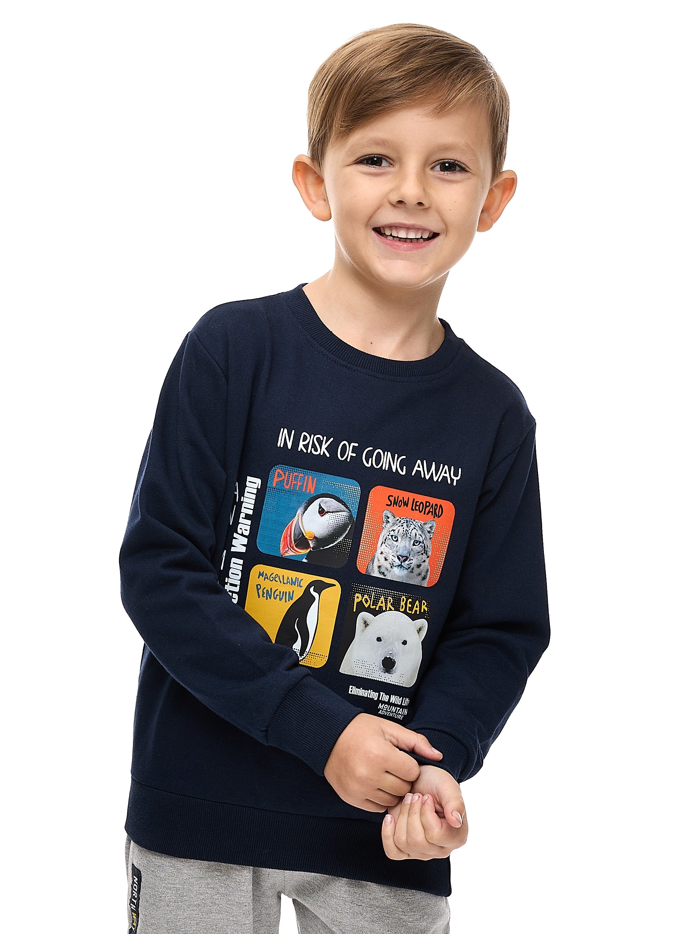 Boys' 2-Piece Sweatshirt And Jogger Set Navy-Grey Mil