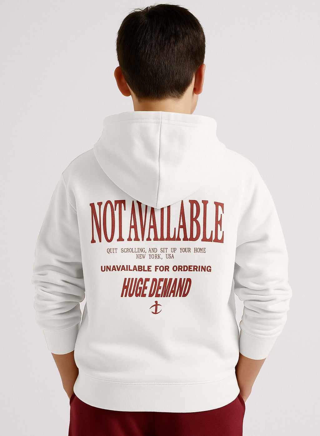 Boys' Off-White "Not Available" Graphic Hooded Sweatshirt