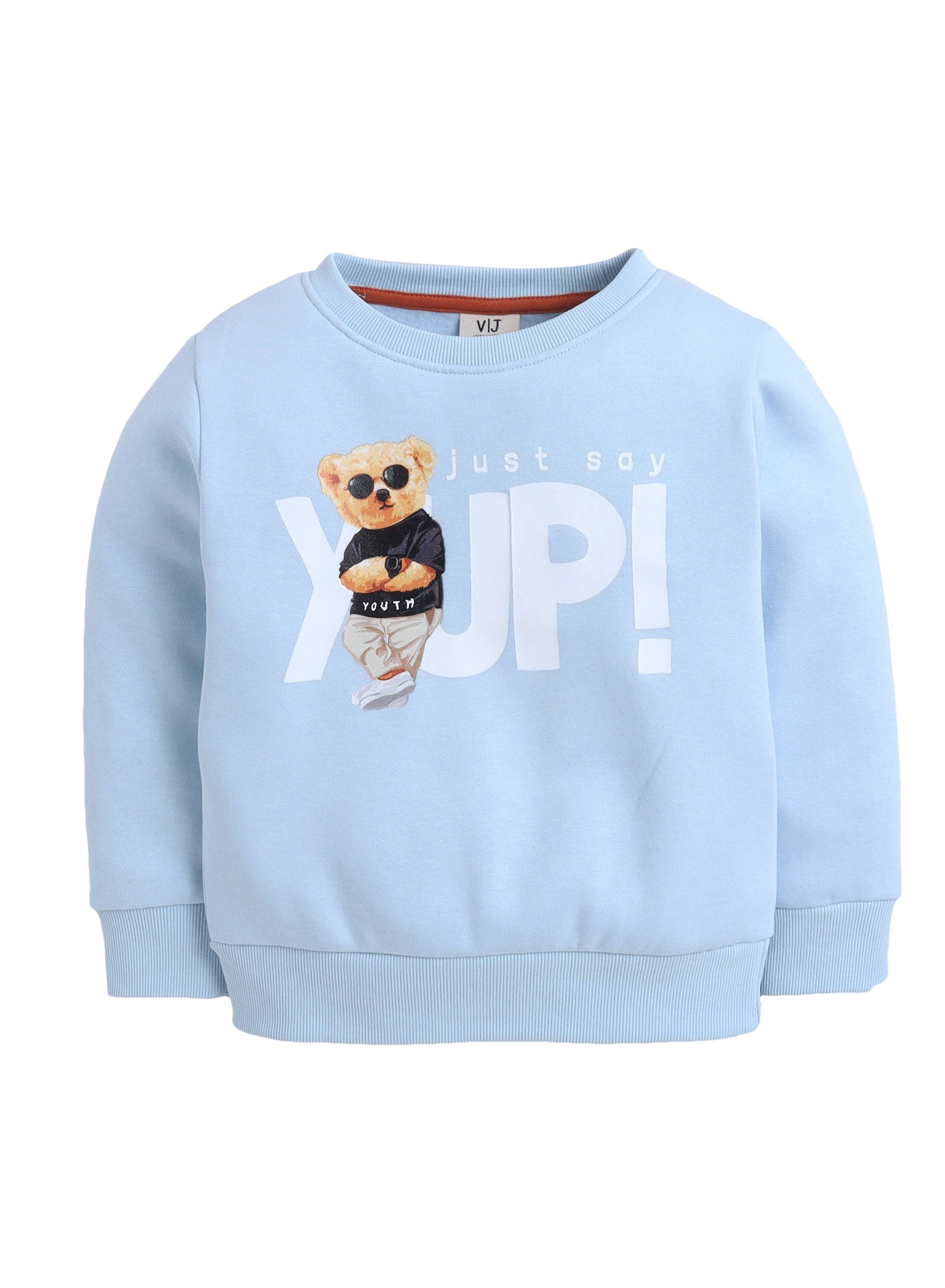 Boys' “Just Say YUP” Teddy Graphic Sweatshirt – Dusty Blue